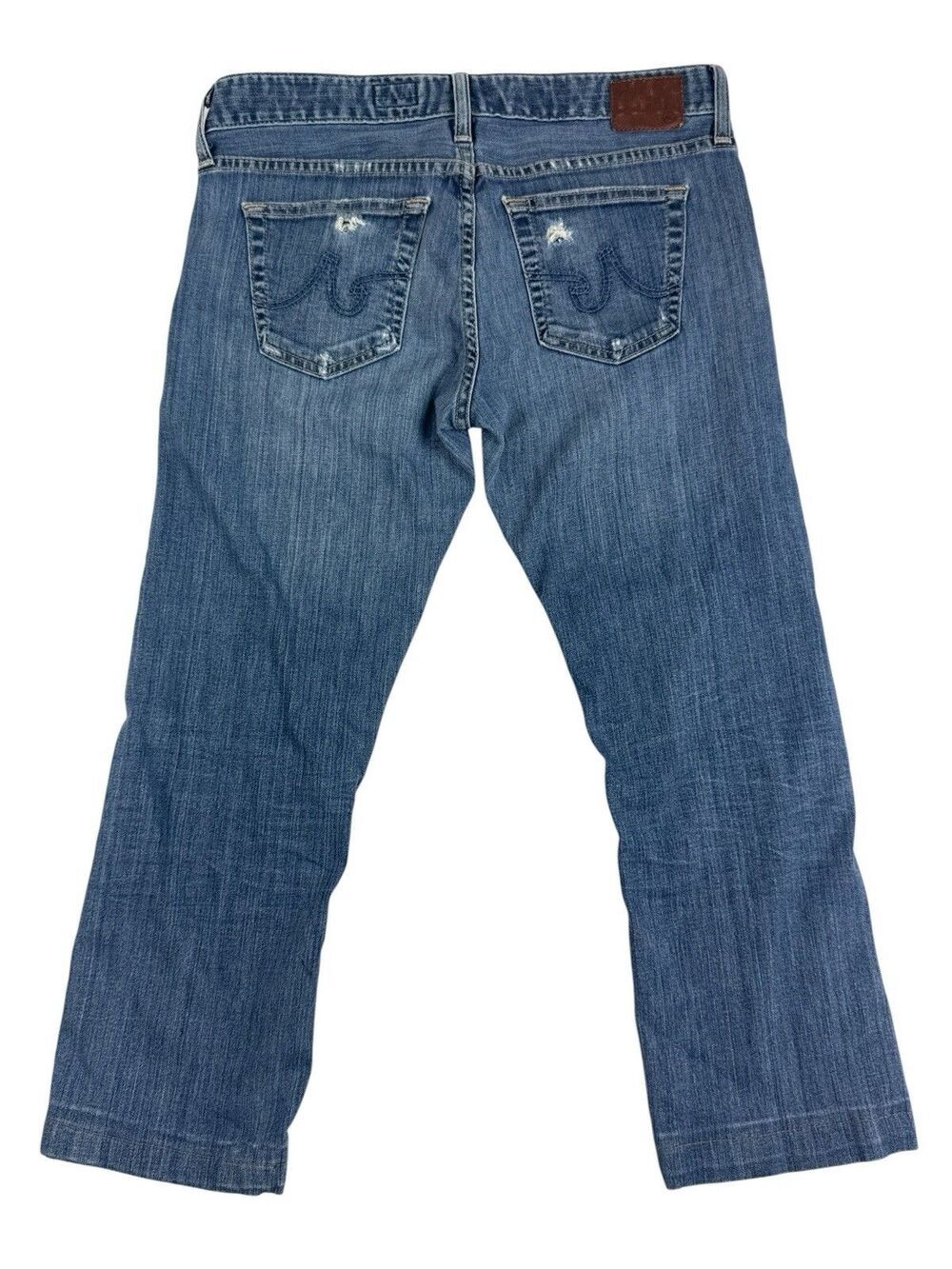 AG Adriano Goldschmied Distress Jeans 27 Blue Denim Tomboy Crop Relaxed Straight - Picture 5 of 9